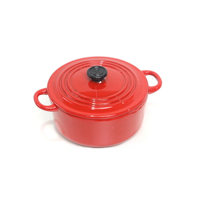 Mini Pot Boiler Pan With Lid Kettle Dollhouse Miniature Kitchen Utensil Cooking Ware Play Kitchen Toy Doll House Accessories