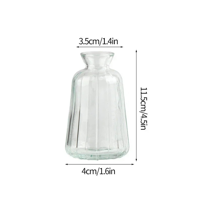 Clear Glass Vase Modern Decorative Small Flowers Vases Minimalist Floral Vases Aesthetic Home Decor Wedding Table Centerpieces