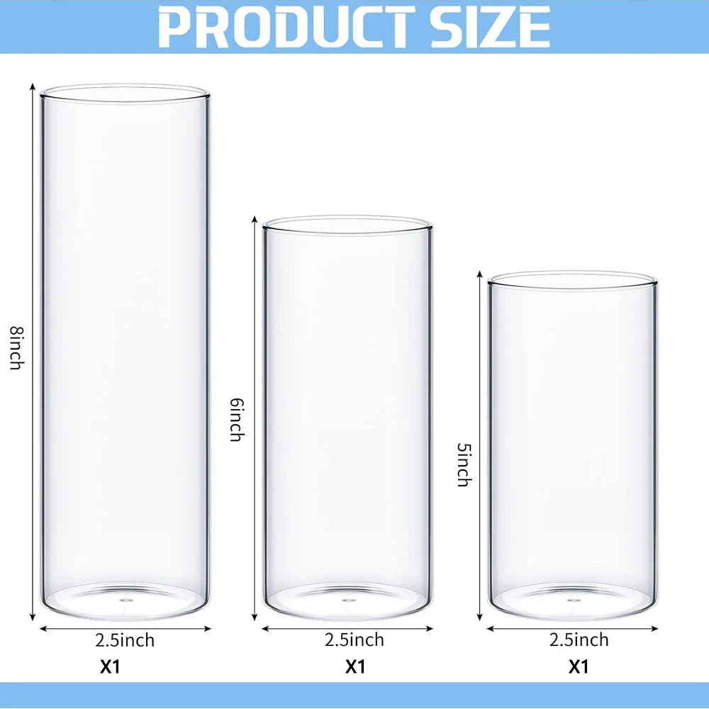 6.5cm Clear Glass Cylinder Vases Floating Candles Holders Clear Cylinder Flower Vases Clear Glass Vases Table Centerpieces Vases