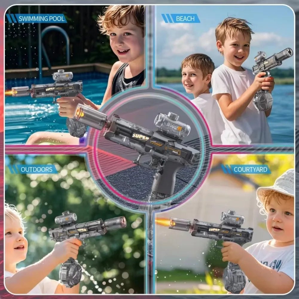Electric water gun with nozzle flame muzzle automatic spray gun remote summer outdoor swimming pool water toy gift