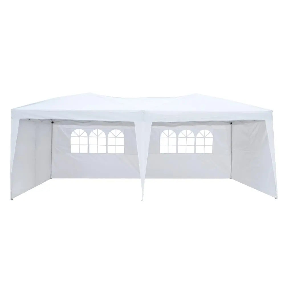 3x6m Waterproof Folding Tent with 2 Windows - White Outdoor Canopy for Events & Camping
