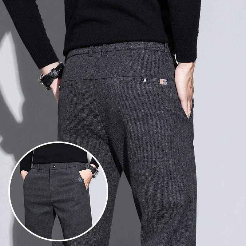 Male Brand Clothing 2025 New Temperament Men's Casual Pants Sweatpants Simple Blue Black Slim Straight Stretch Casual Trousers