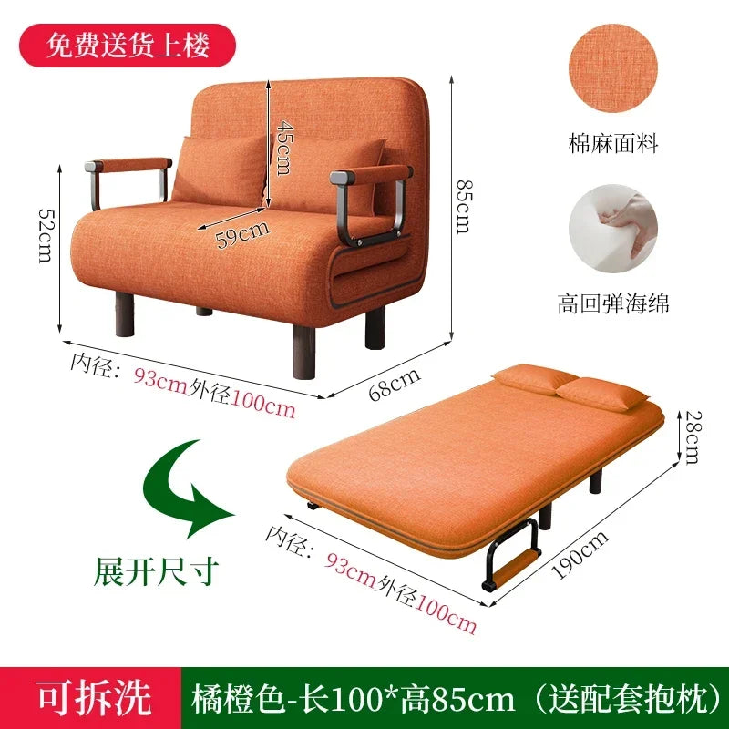 Home Furniture Modern Simple Foldable Sofa Bed New Multi-functional Internet Celebrity Living Room Double Push Retractable Sofa