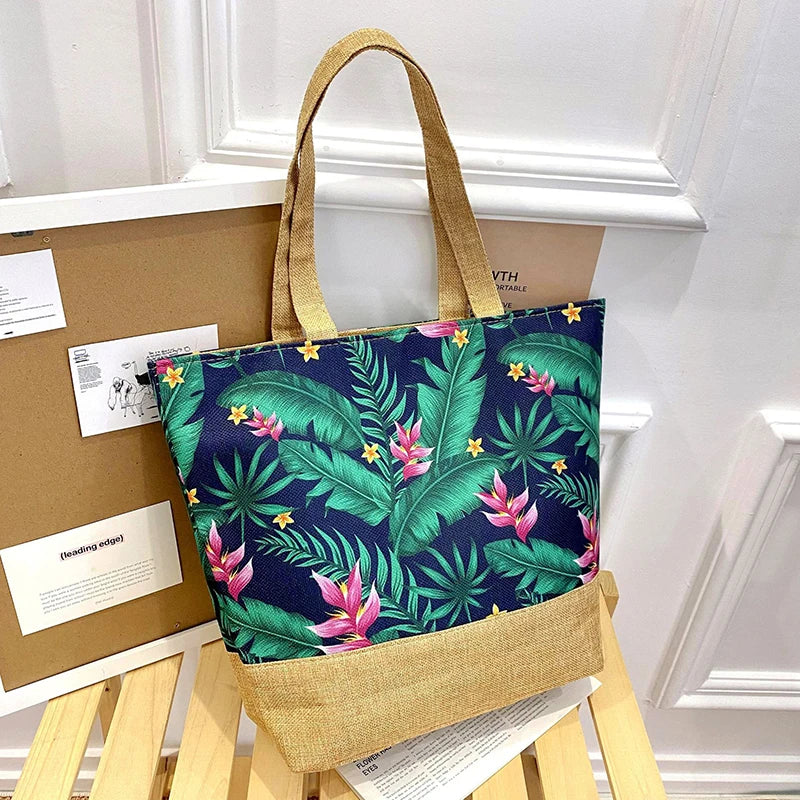 New Women Handbag Floral Printed Beach Shopping Large Capacity Tote Bag Fashion Casua High Capacity Travel Ladies Shoulder Bag