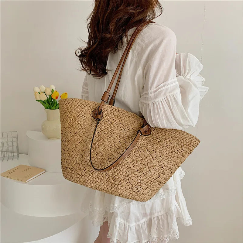 Handmade Women's Handbags big Woven Female Shoulder Bag Summer Straw Beach Bags Shopper Baskets Bohemian Rattan Tote Bag