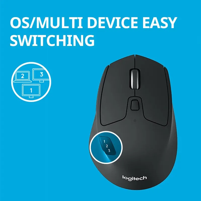 Logitech M720 Wireless Bluetooth Mouse Dual Mode Multi-Device Office Efficient Comfortable for Laptop Accessories