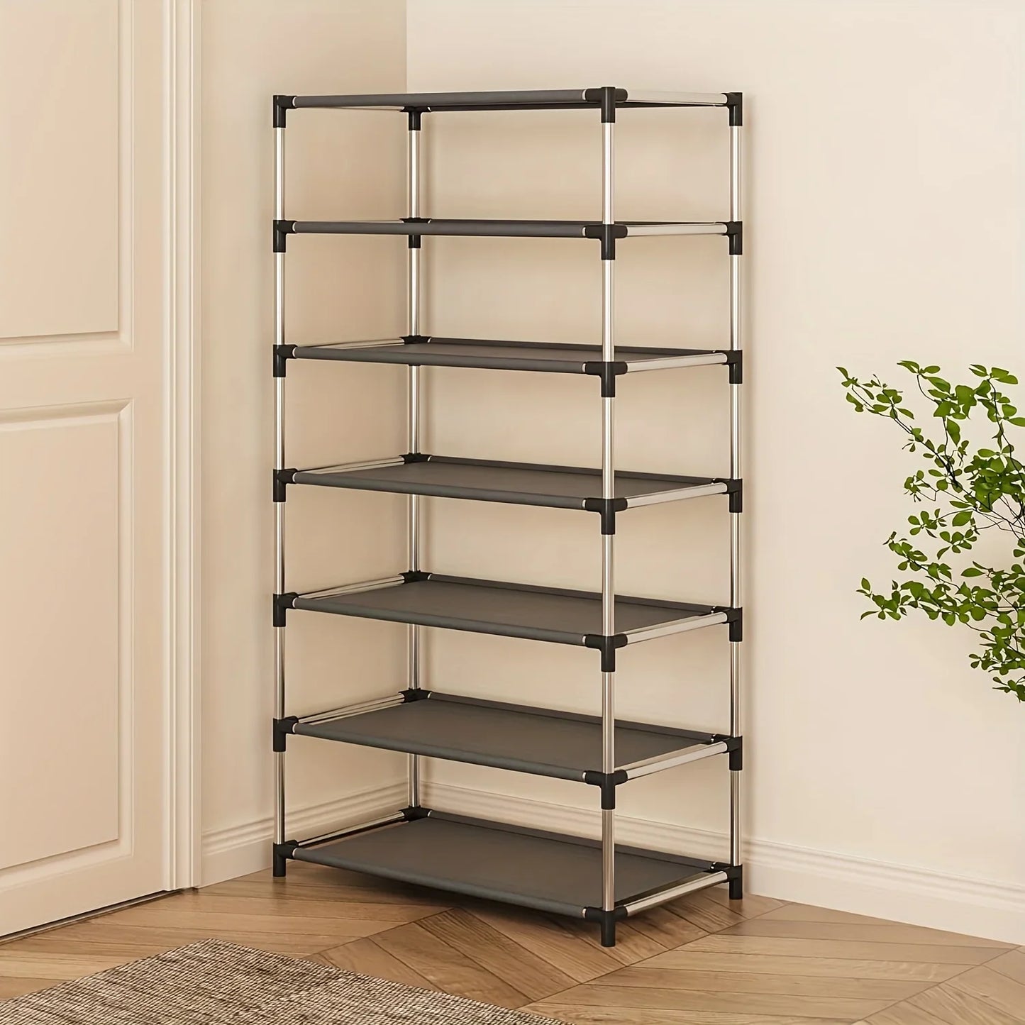 2025 6/7 Tier Stackable Wardrobe Shoe Rack - Space-Saving Storage for Entryways, Hallways & Closets, in Black,Simple shoe rack
