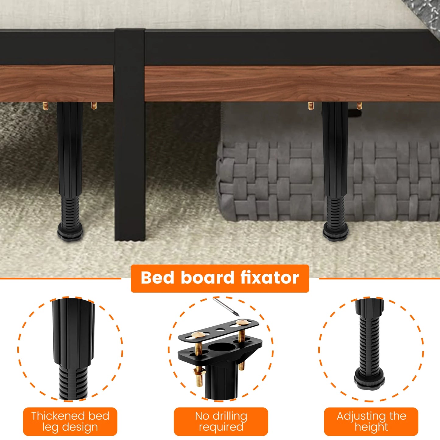 6Pcs Upgraded Telescopic Bed Beam Support Foot Adjustable Bed Bottom Load Bearing Bracket Frame Centre Slats Support Leg