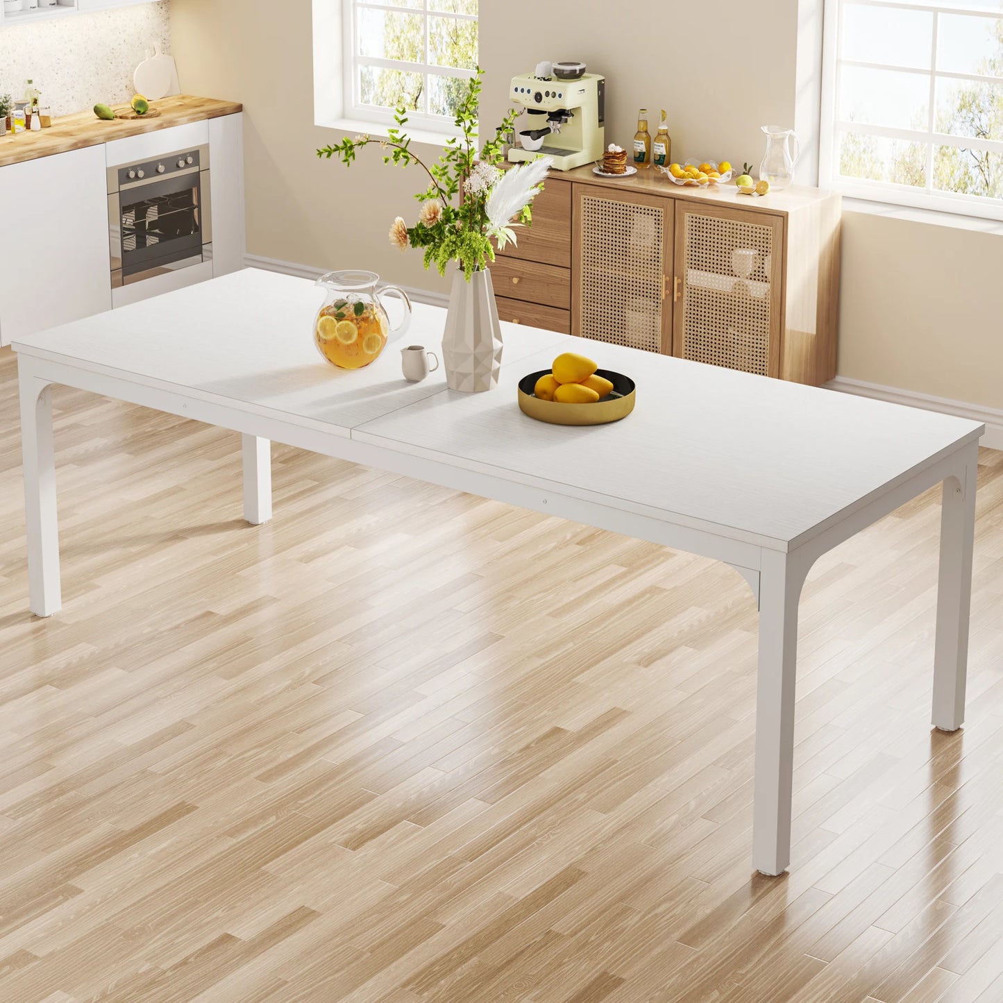 Tribesigns Dining Table for 6-8 People, 200cm Large Narrow Long Rectangular Kitchen Dinner Table, Rustic Wood Dining Table
