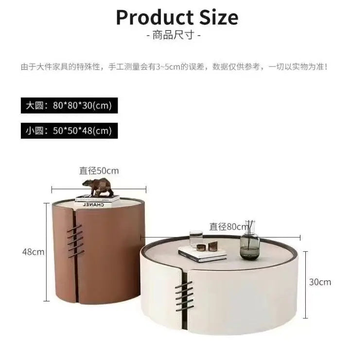 Italian Coffee Table Small Size Tea Table Creative Combination Coffee Table Round Modern Top-end Hot Style Living Room New Style