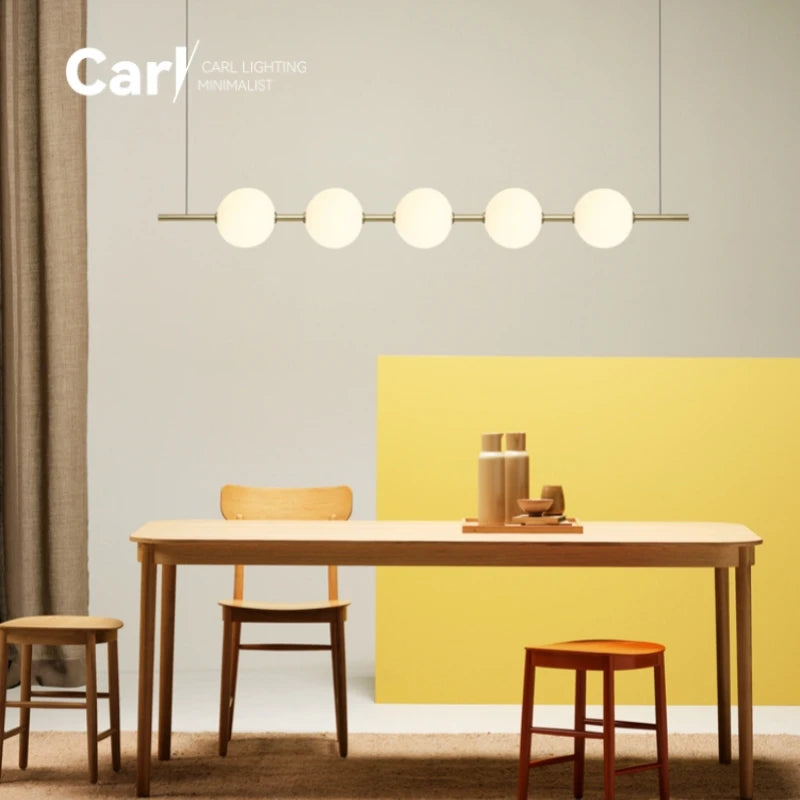 Minimalist Creative Art One Word Light Luxury High-end Dining Table Long Strip To Create Restaurant Lamp Chandelier