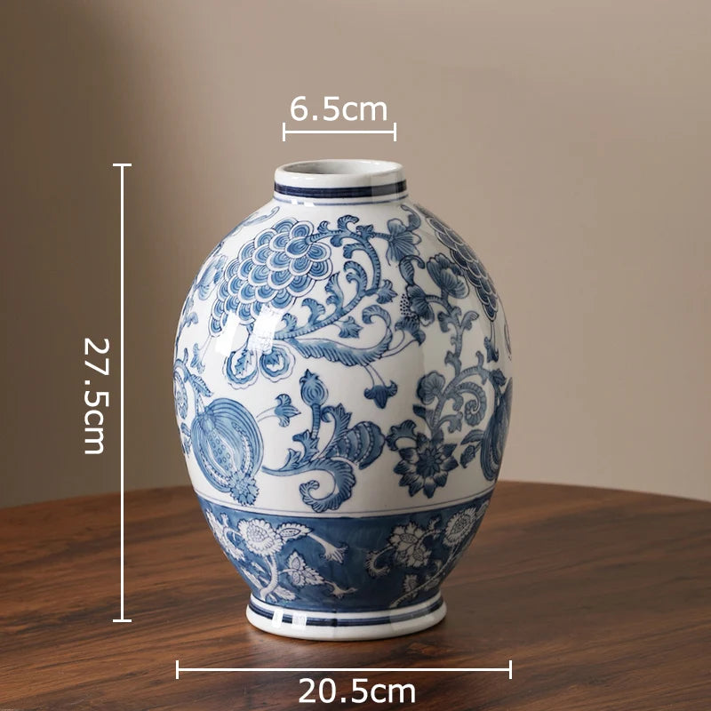 Blue and White Porcelain Vase Plant Pot Table Decoration Flowers Arrangement Multiple Styles Flower Vases Room Aesthetic Decor