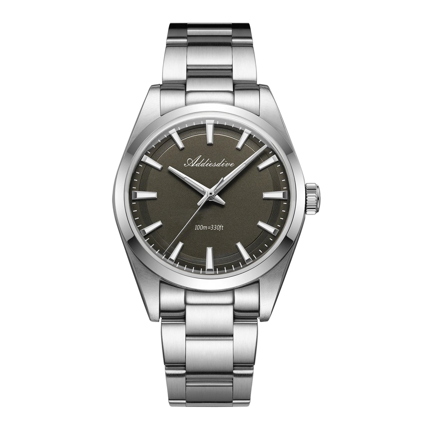 ADDIESDIVE Quartz Watch For Men 36mm Dome Glass BGW9 Luminous Diving 100m Waterproof Stainless Steel VH31 Wristwatch New AD2066