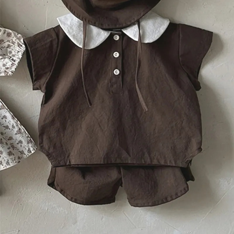 Newborn Baby Boy Cotton Clothes Set Shirt+Shorts 2PCS Infant Toddler Child Fashion Soild Pajamas Suit Outwear Baby Clothes 0-5Y