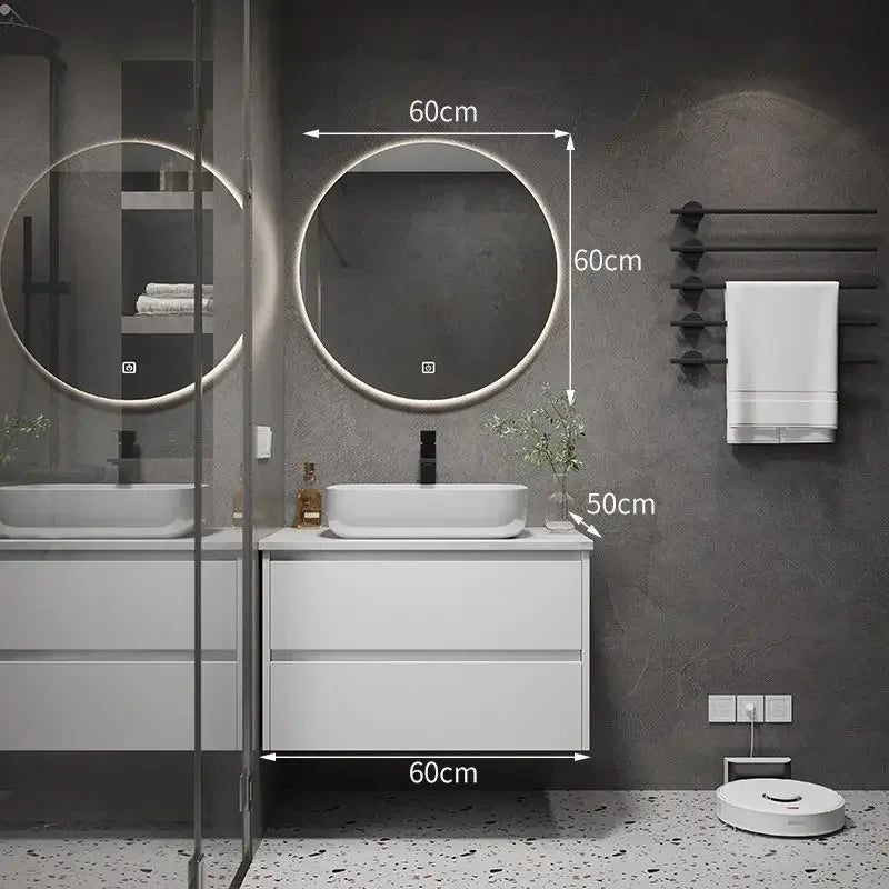 Bathroom Cabinets with Integrated Ceramic Basin Modern Bathroom Vanity Smart Mirror Cabinet Sink Washbasin Bathroom Furniture