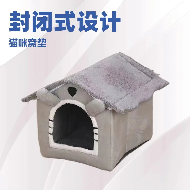 Cat Dog House Winter Keep Warm Cats Dogs All Seasons Removable Washable Doghouse Cat Bed Pet Supplies