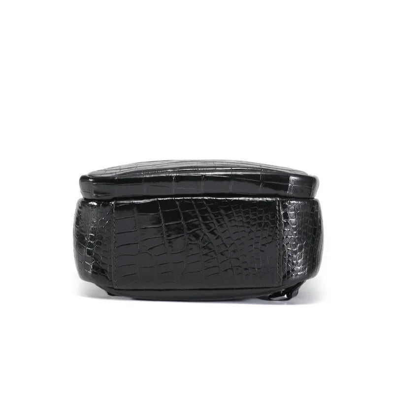 Authentic Exotic Crocodile Skin Classic Solid Black Men's Chest Bag Messenger Bag Genuine Alligator Leather Male Crossbody Bag