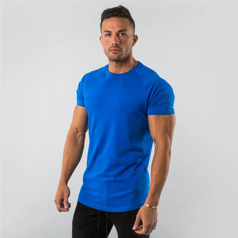 Fitness T-Shirt Men Bodybuilding Short Sleeve Sport Running T-shirt Men Sportswear Workout Shirts Male Men Gym Summer Tops Tee