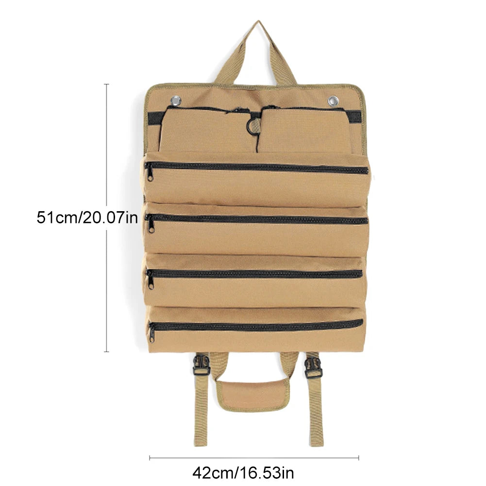Multi-Purpose Tool Bag with Detachable Pouches Wrench Roll Pouch Multi Pocket Portable for Mechanic Electrician Motorcycle Truck