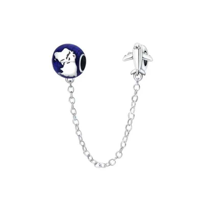 New 925 Silver Horseshoe Clover Star Cat Charm True eyes Pendant Safety Chain Bead Fit Original Bracelet Jewellery Gift dragon