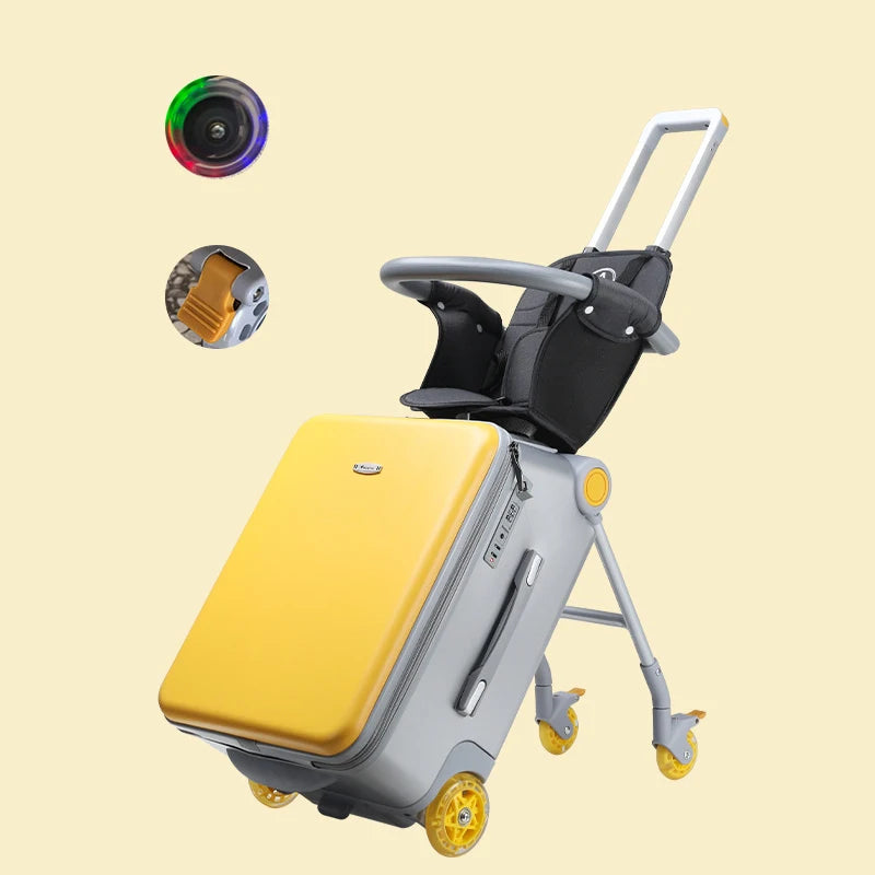 Kid Suitcase Luggage with Spinner Wheels,Large Suitcases with Child Seat Design,20 Inch Hardside Carry on Luggage for Travel