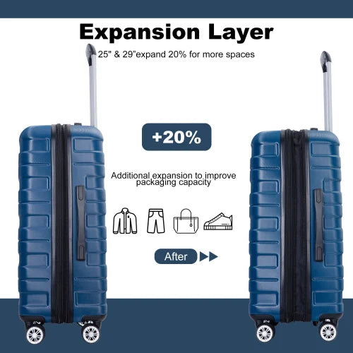 Luggage set of 5 pieces, expandable hard PC luggage set with TSA lock for rotating wheels, polychrom lightweight rolling luggage