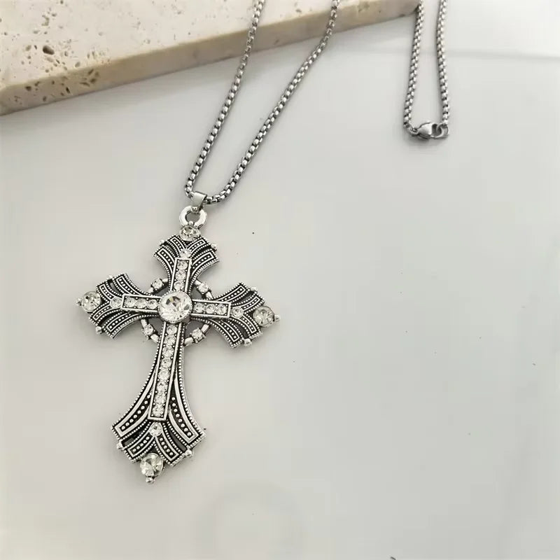European And American Fashion Personality Retro Gothic Cross Necklace For Men And Women Street Hip-Hop Trendsetters Versatile Pe