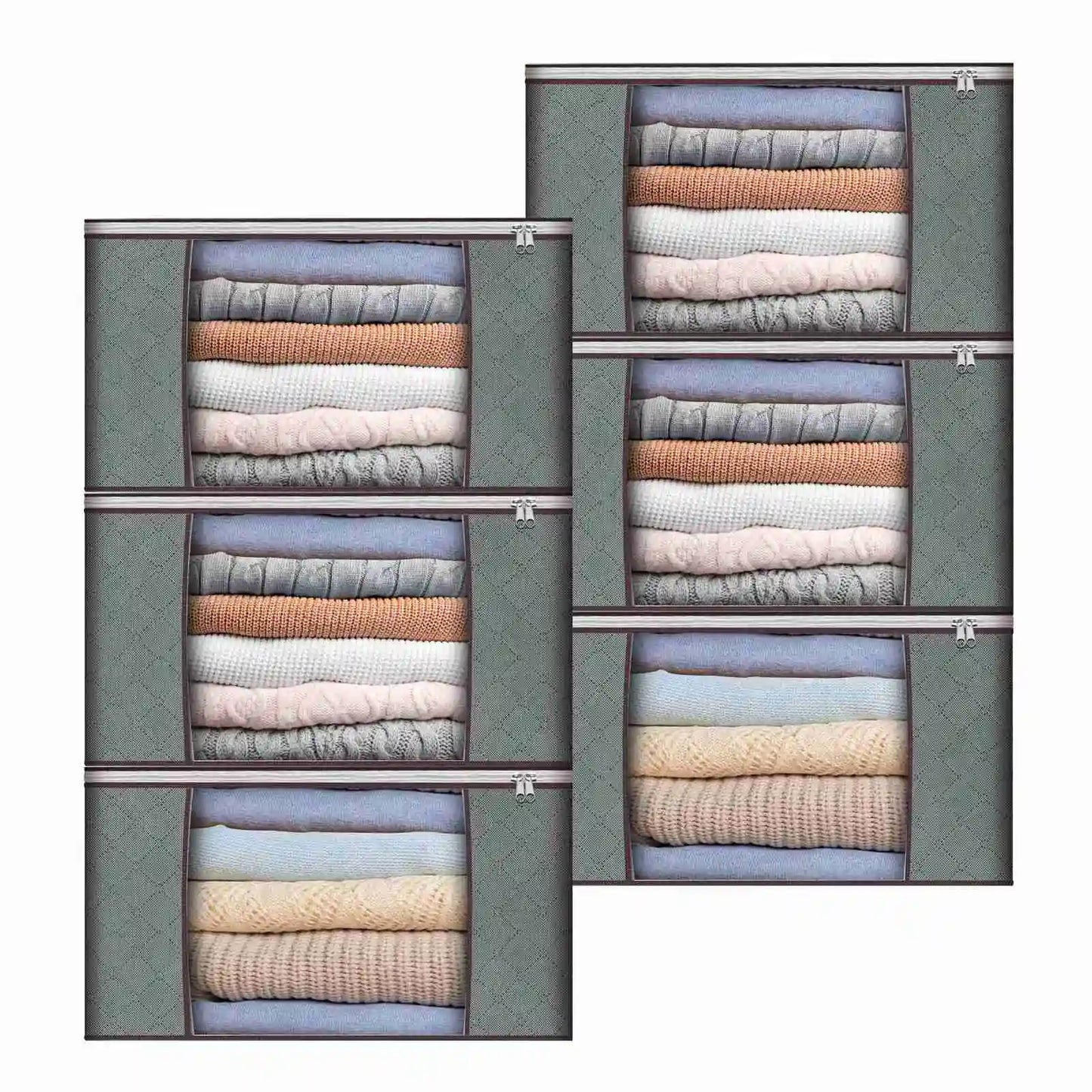 6pcs Large Storage Bag Clothes Storage Containers with Sturdy Handles for Closet Storage Comforter Blanket Clothing Bedding Toys
