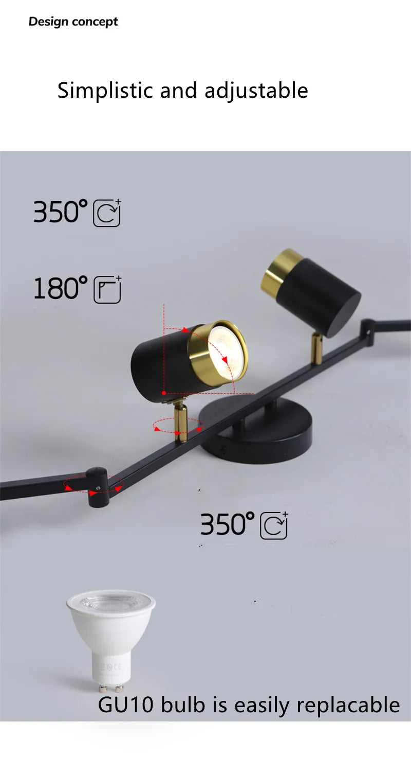 Indoor Lighting Modern Led Ceiling Lamp Black White Chandelier Spotlight for Living Room Bedroom Dining Corridor Spot Light GU10