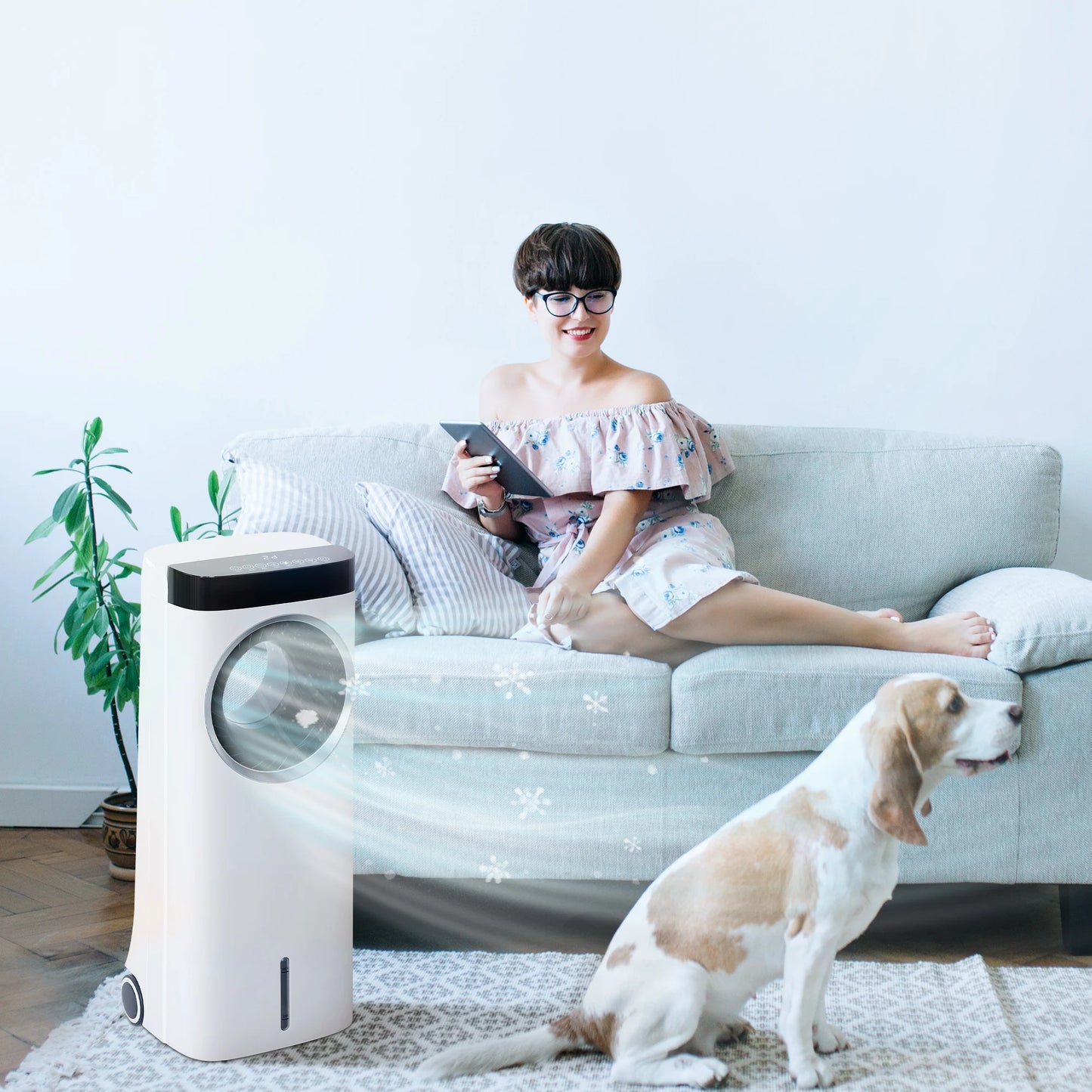 HOMCOM Bladeless Evaporative Air Cooler, 6.5L Fan, Humidifier & Air Clean