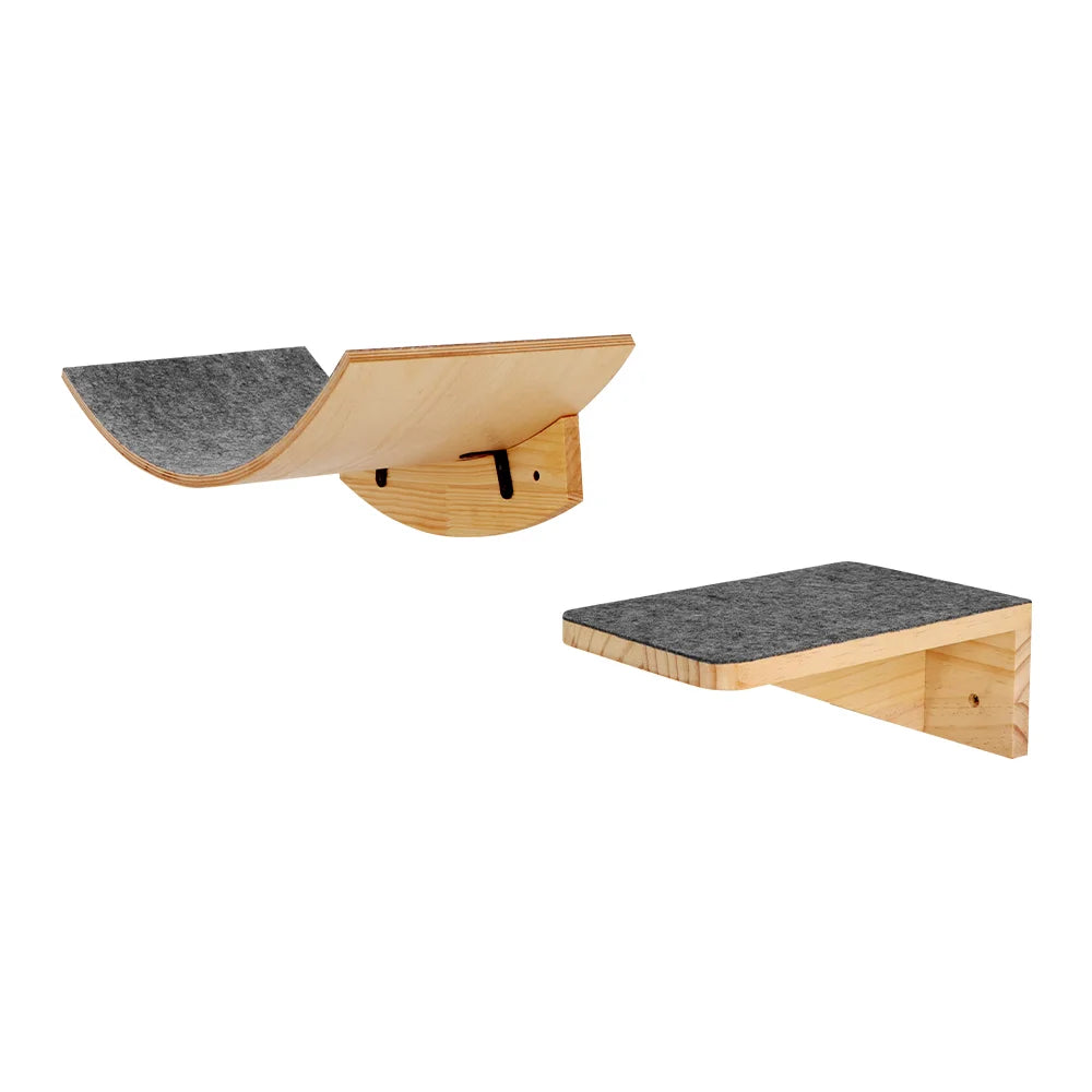 Wall Mounted Cat Climbing Shelves Wooden Cat Tree and Perches Scratcher Sisal Ladder Indoor Cats Hammock and House Pet Furniture