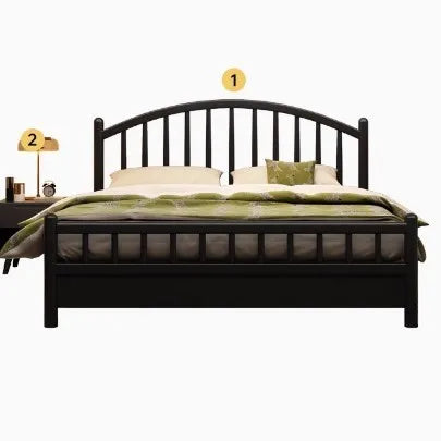 Nordic black retro American modern simple 1.5m storage princess bed solid wood bed 1.35 meters double 1.8 meters