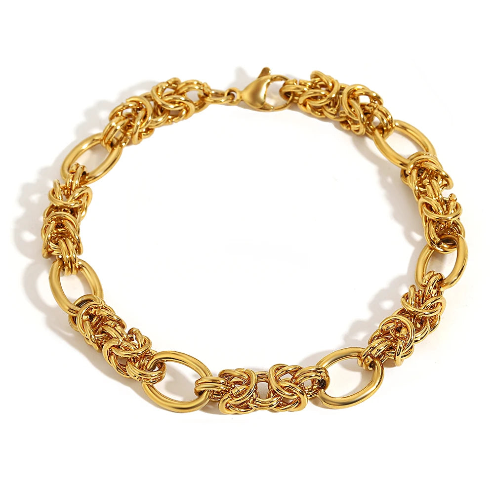 Multiple Punk Chunky Gold Plated Thick Chain Stainless Steel Bracelet for Women Twist Irregular Geometric Cuban Chain Bracelets