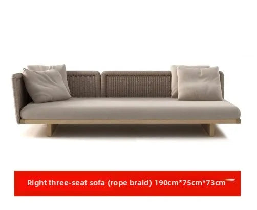 Patio Furniture Sets Aluminum Wooden Sofa Set All Weather L Shaped Corner Sofa Outdoor Wicker Balcony Furniture Couch Sofa Set