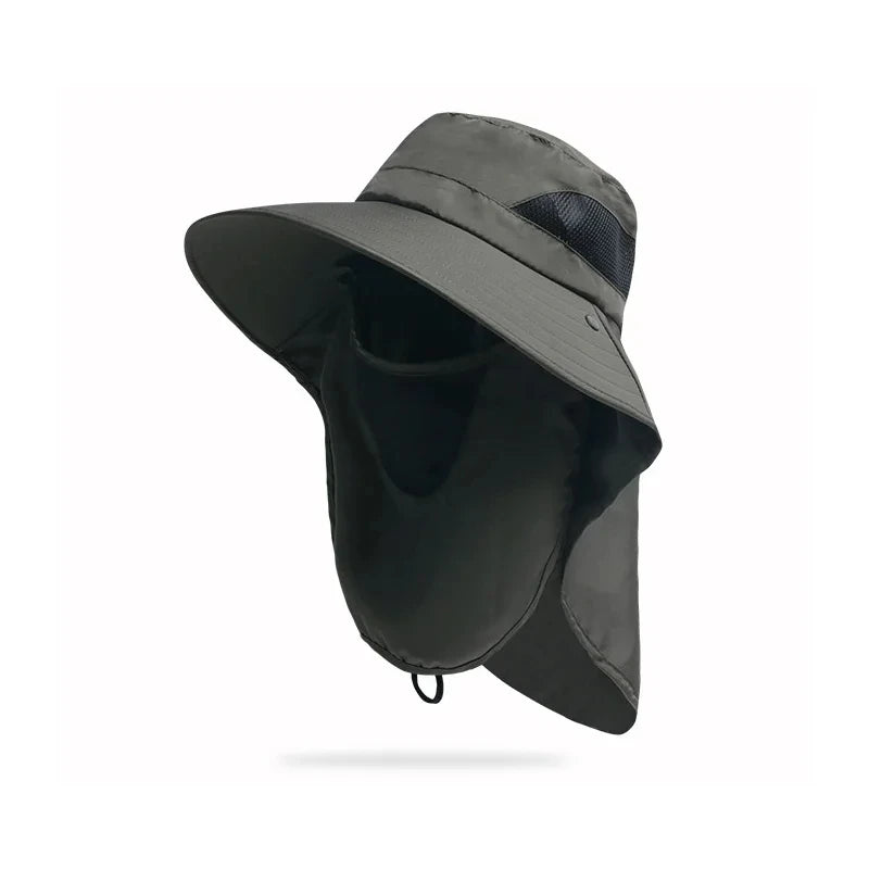 Summer Outdoor Fishing Caps Men Wide Brim UV Protective Mask Thin Casual Hats Sports Climbing Sun Hats