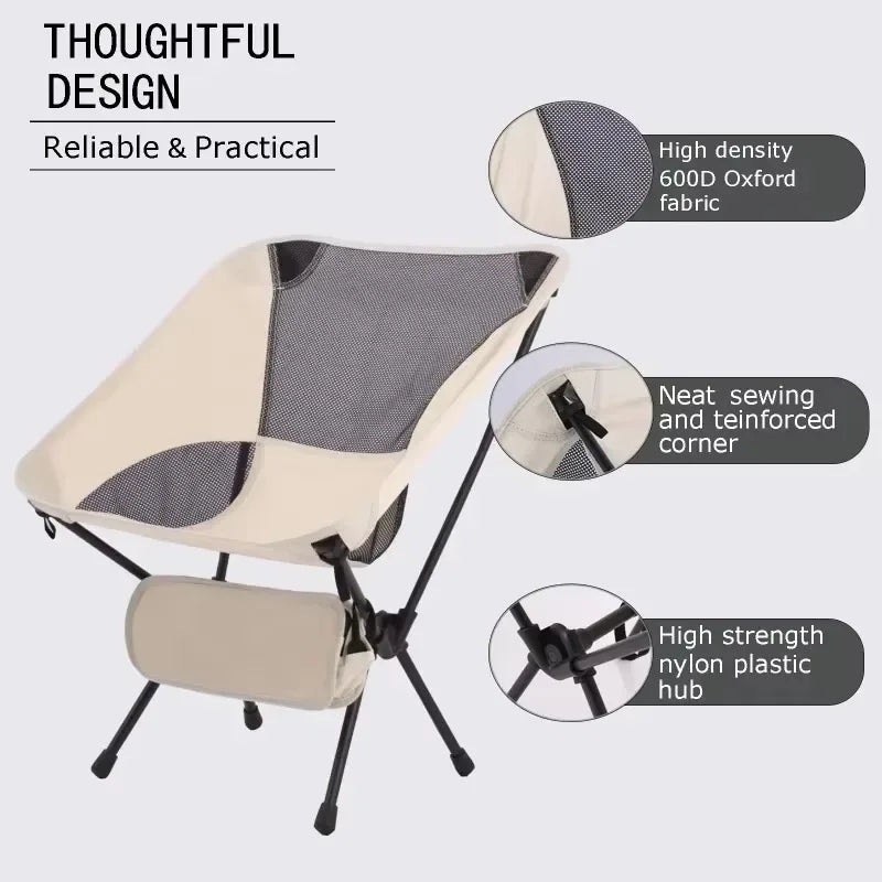 Portable Chair Folding Ultralight Oxford Fabric Moon Chair Camping Beach Fishing Chairs Picnic Hiking Garden Outdoor Furniture