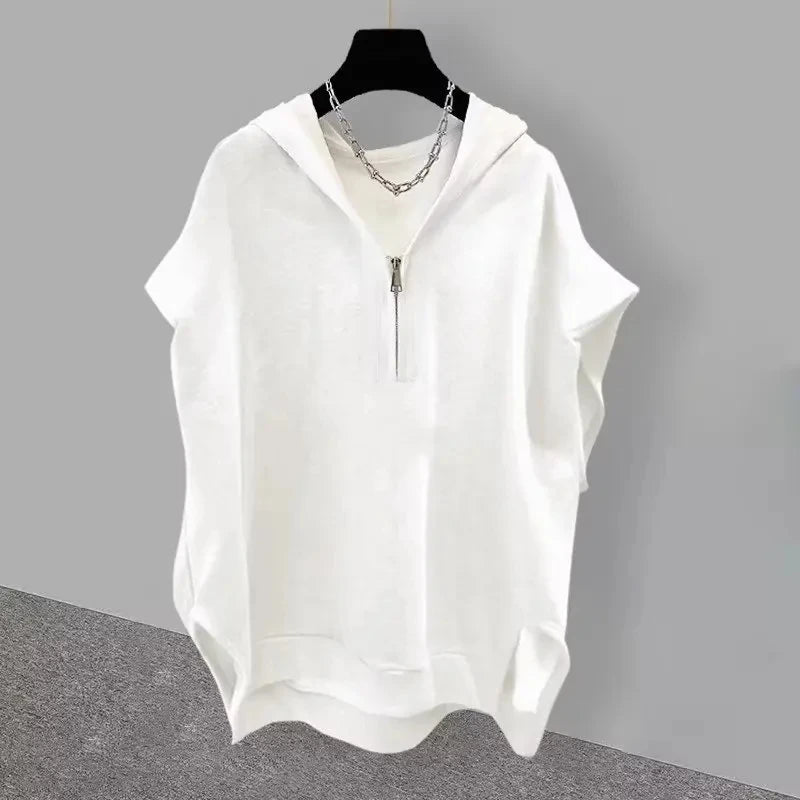 Fashion Men Clothing American Style Street Hooded Cotton Vest Sleeveless T-shirt Spring Summer Casual Zip Up Mens Hoodied Vest