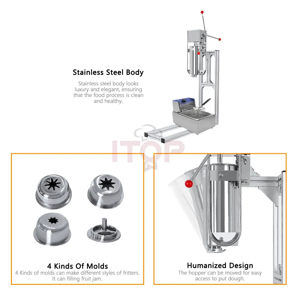 ITOP 5L Spanish Churros Maker HOUUROE Kinnerberry/Jizzy Fruit/Latin Fruit Machine Manual Churros Filler