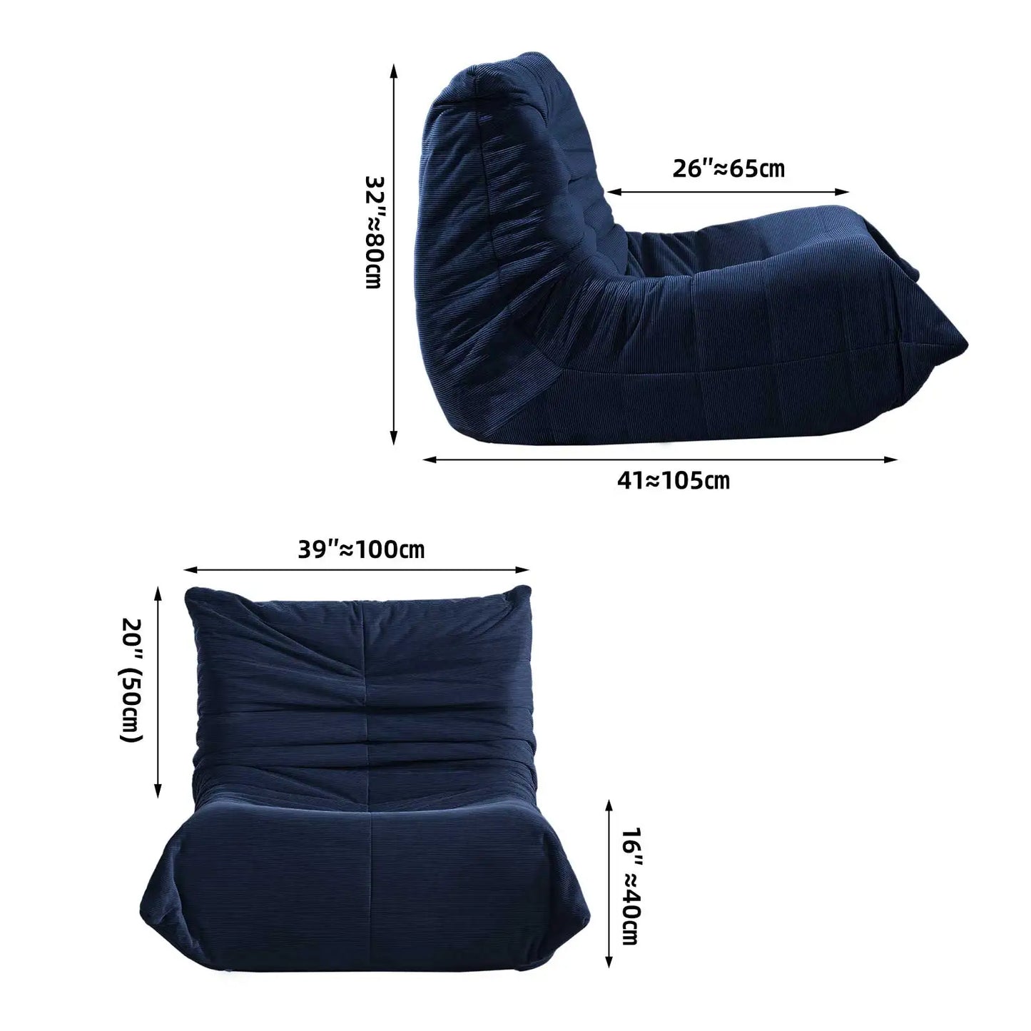 Adult Bean Bag Chair Memory Foam Togo Sofa Lazy Floor Sofa Ergonomically Designed Fireplace Chair for Living Room and Bedroom