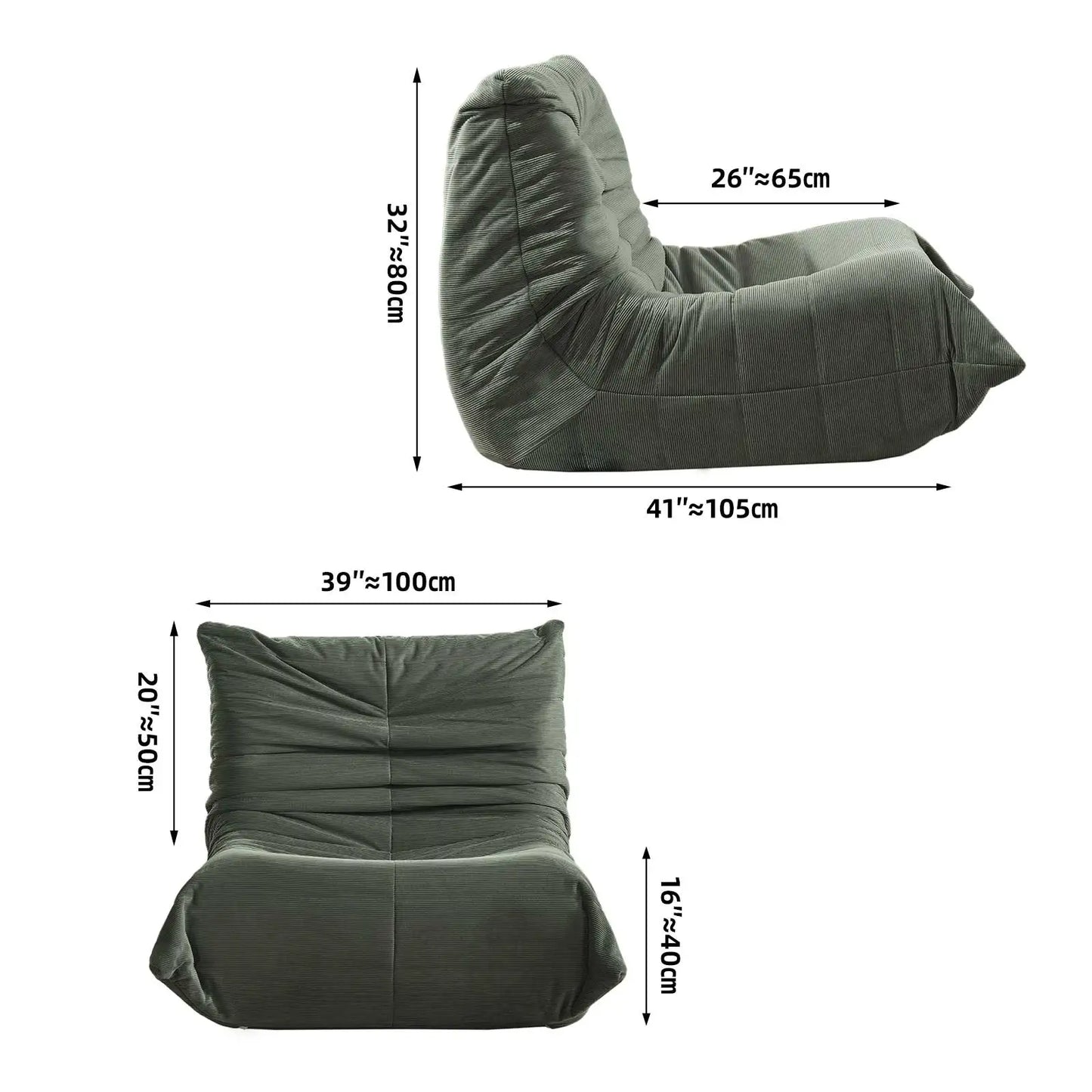 Adult Bean Bag Chair Memory Foam Togo Sofa Lazy Floor Sofa Ergonomically Designed Fireplace Chair for Living Room and Bedroom