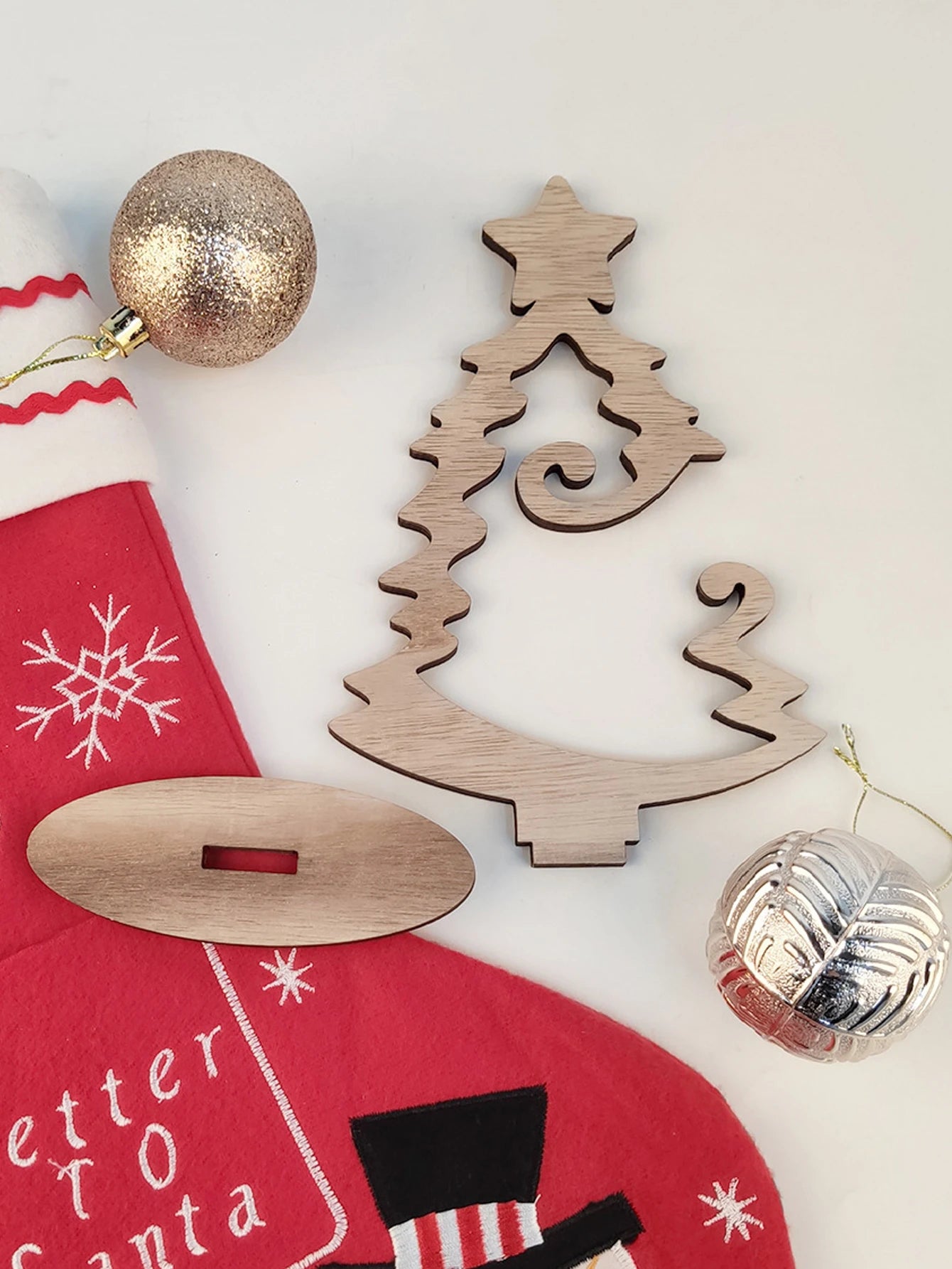 8.26 inch Christmas Interior Wood Decor Christmas Tree Hanging Creative Tabletop Decor Christmas Furniture Decor