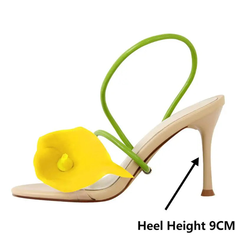 Onlymaker Women Open Toe Flower Sandals  Wedding Heels Dressy Summer Heels