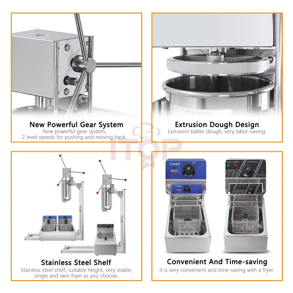 ITOP 5L Spanish Churros Maker HOUUROE Kinnerberry/Jizzy Fruit/Latin Fruit Machine Manual Churros Filler