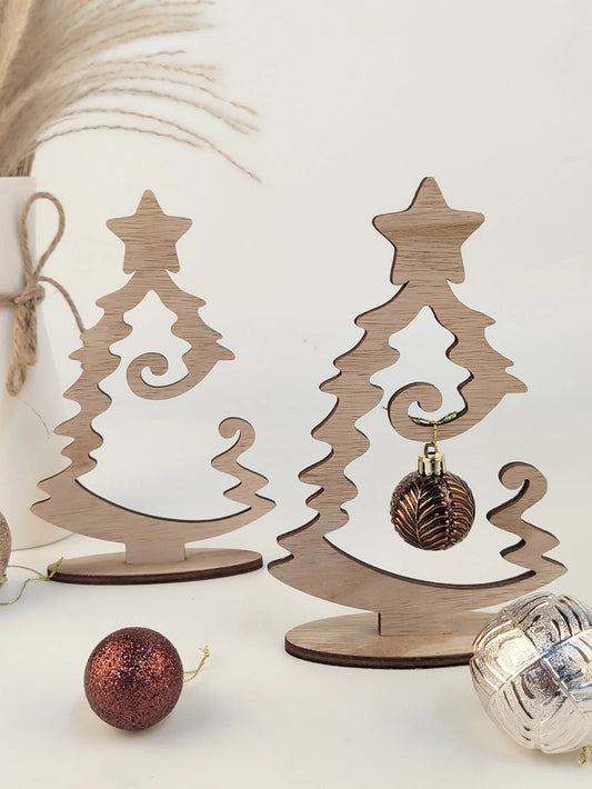 8.26 inch Christmas Interior Wood Decor Christmas Tree Hanging Creative Tabletop Decor Christmas Furniture Decor