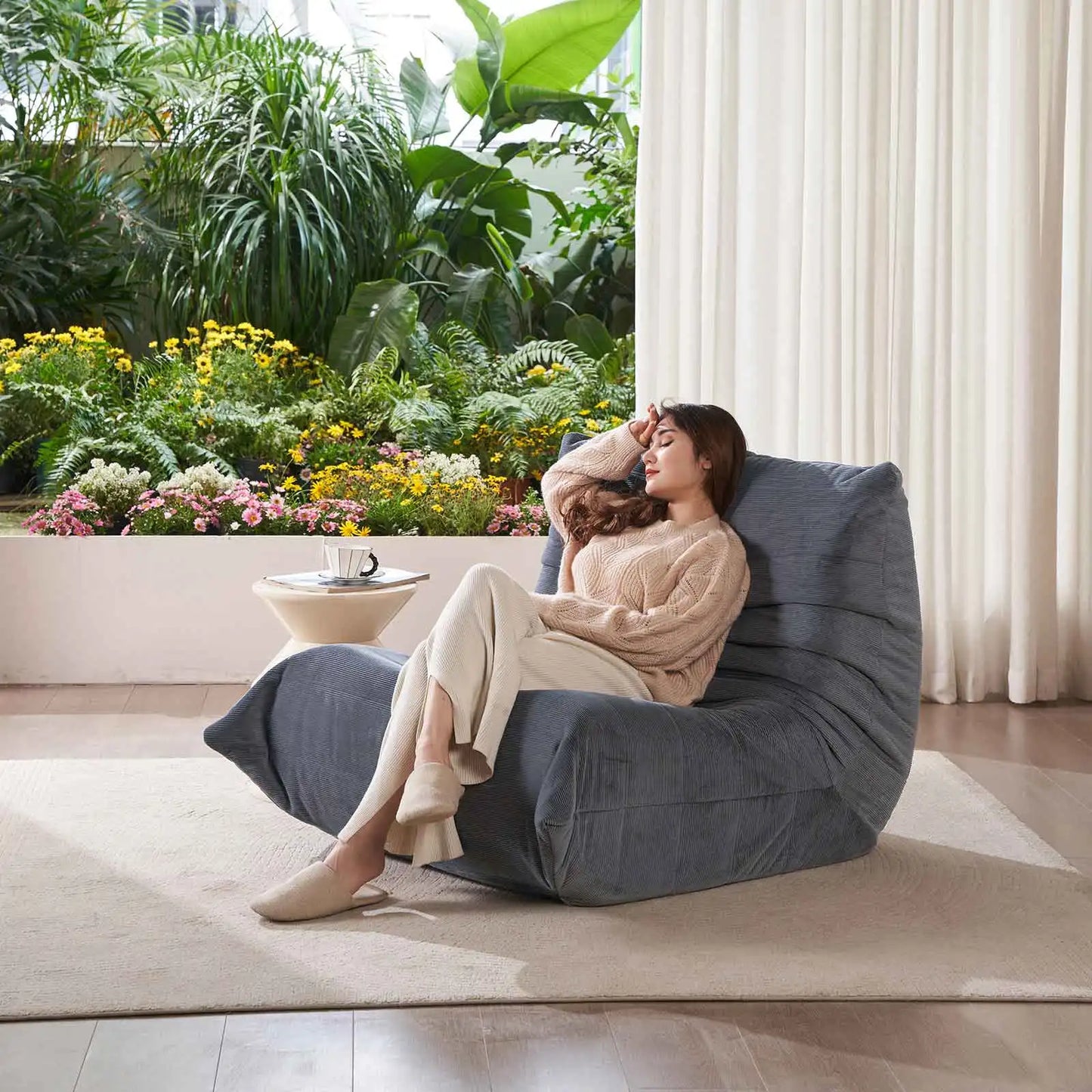 Adult Bean Bag Chair Memory Foam Togo Sofa Lazy Floor Sofa Ergonomically Designed Fireplace Chair for Living Room and Bedroom