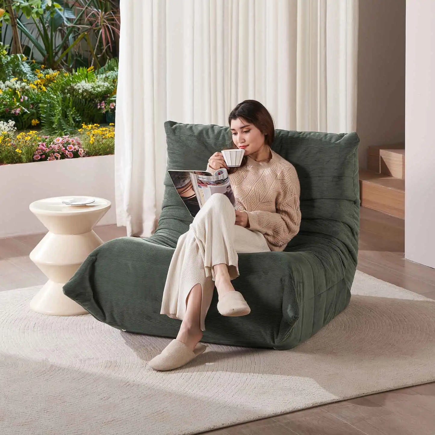 Adult Bean Bag Chair Memory Foam Togo Sofa Lazy Floor Sofa Ergonomically Designed Fireplace Chair for Living Room and Bedroom