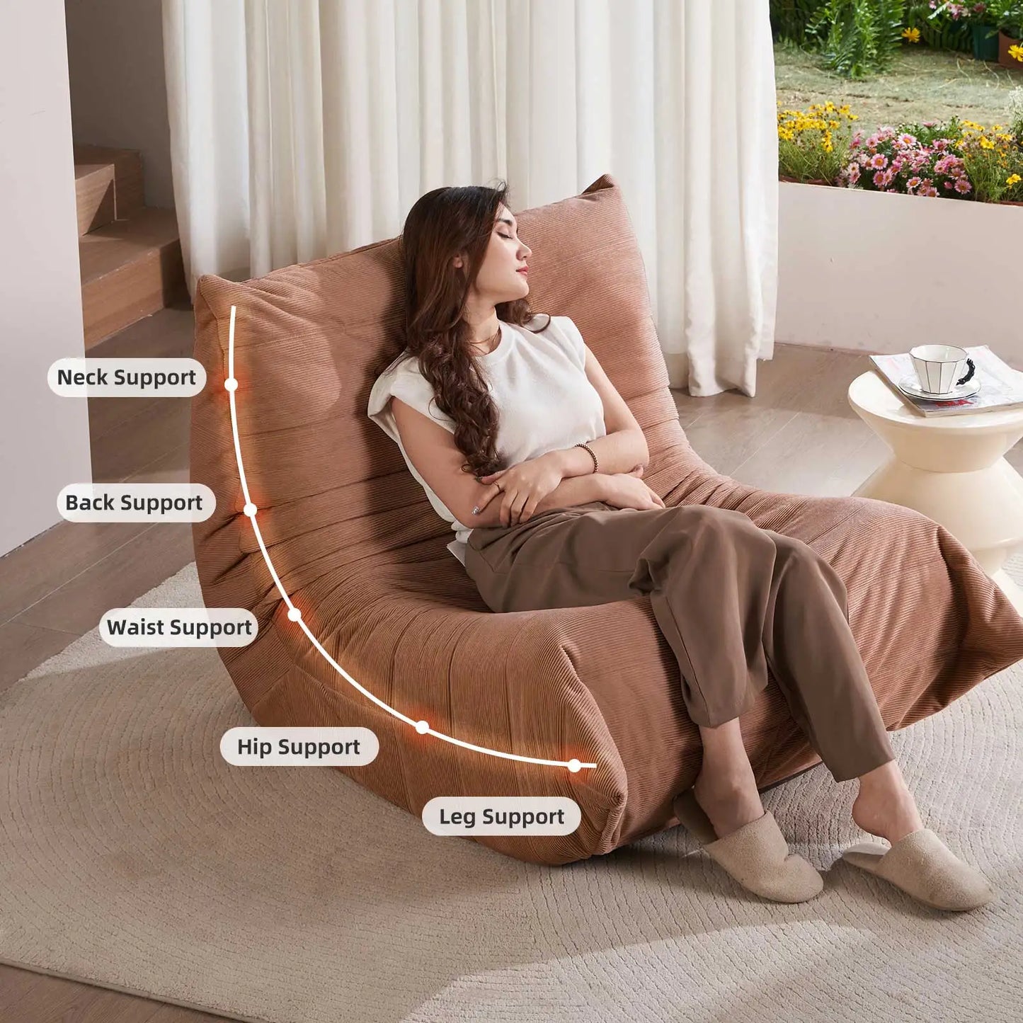 Adult Bean Bag Chair Memory Foam Togo Sofa Lazy Floor Sofa Ergonomically Designed Fireplace Chair for Living Room and Bedroom