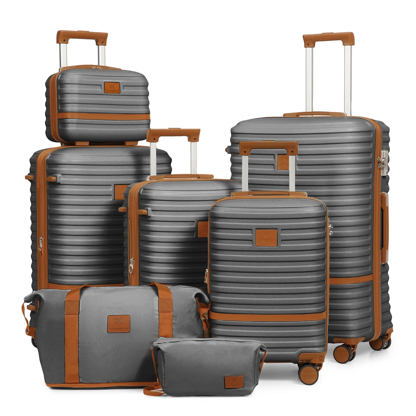 Joyway Luggage Set 6 Piece Suitcase Sets with Spinner Wheel,Hardside Expandable Travel Laggage with TSA Lock (18/20/24/28 White