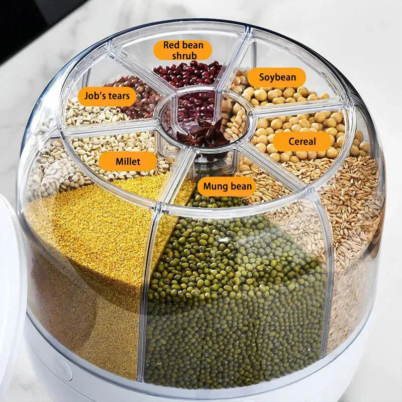 Kitchen Storage Box Rice Dispenser Rotating Rotary Split Design Moisture-Proof Food Container for Sealed Dry Cereal Grain Bucket