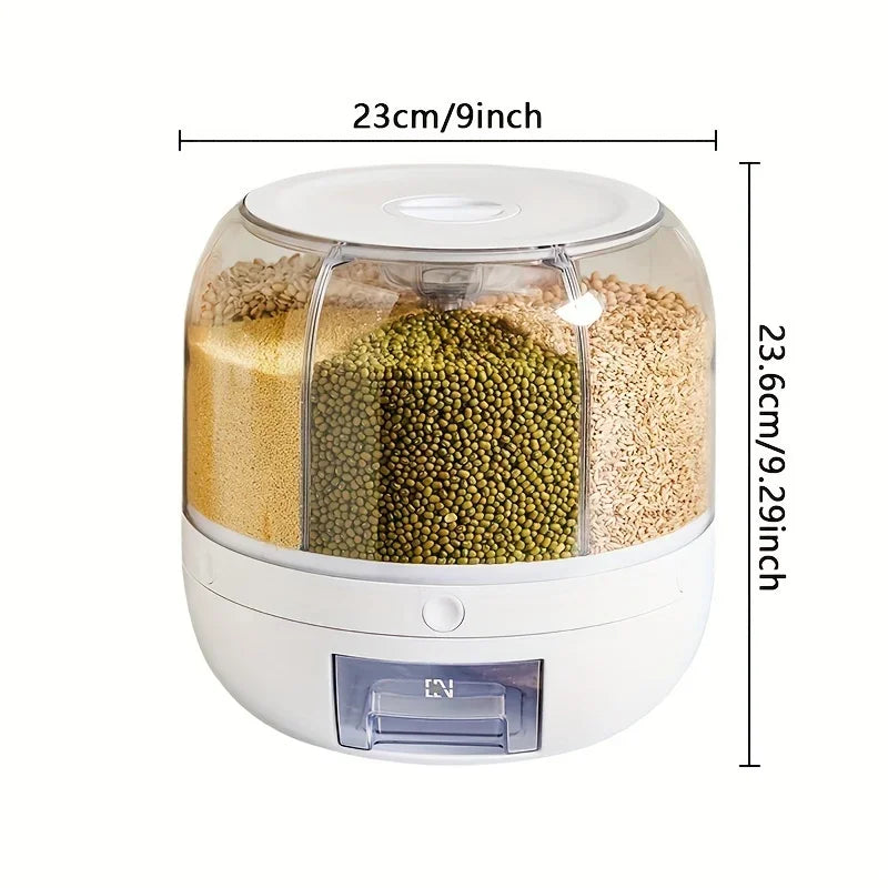 Kitchen Storage Box Rice Dispenser Rotating Rotary Split Design Moisture-Proof Food Container for Sealed Dry Cereal Grain Bucket